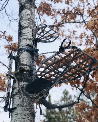 Treestand wrapped in Smoke Camo Treestand Kit