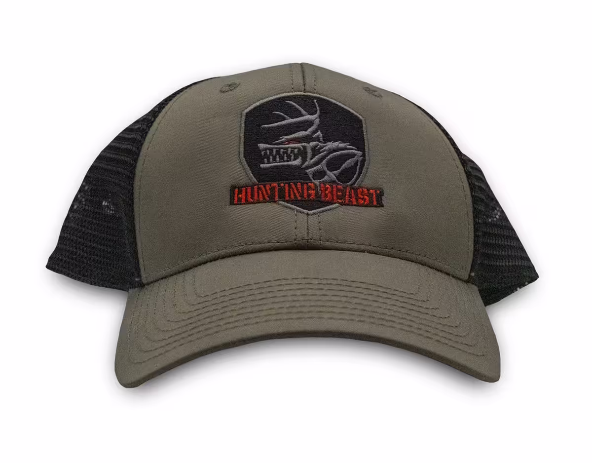 Hunting Beast logo hat olive front