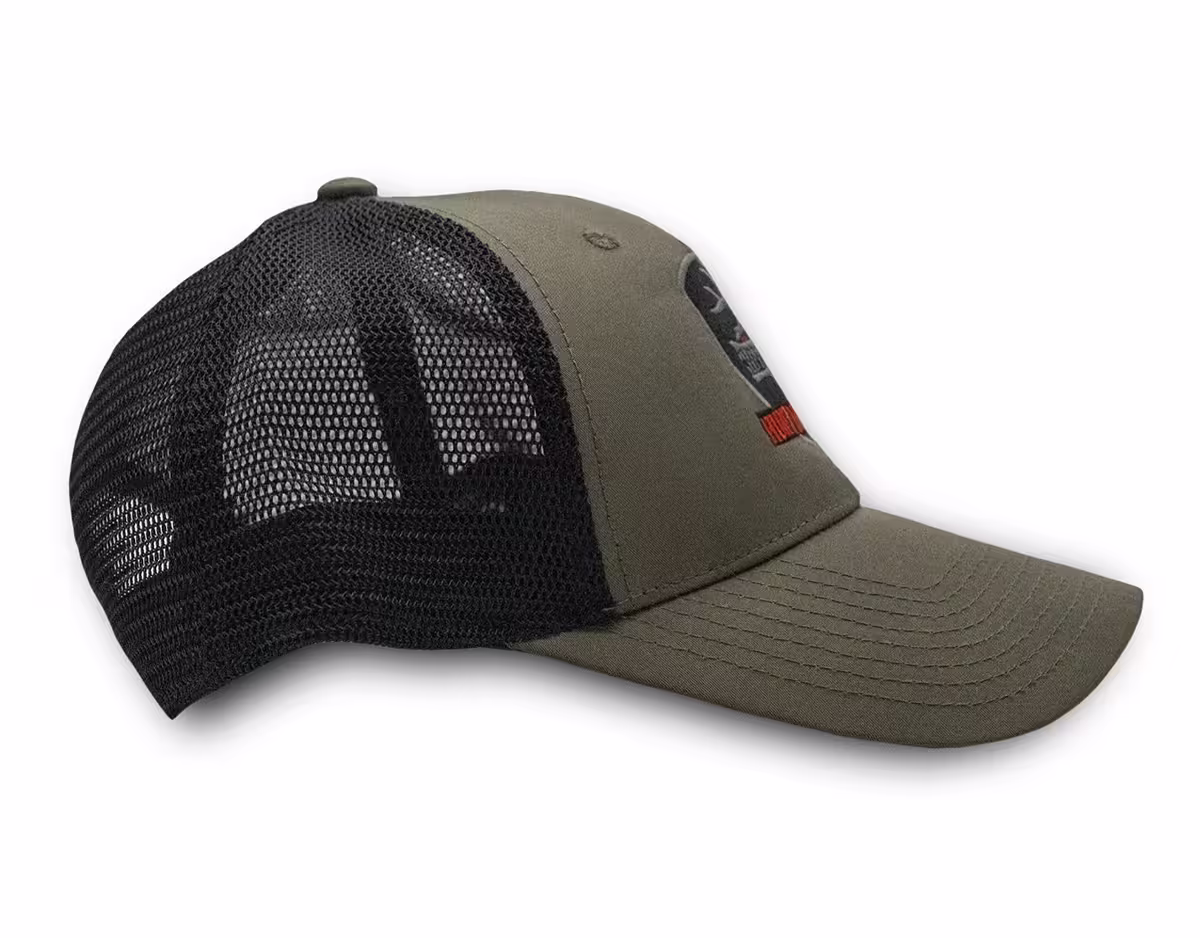 Hunting Beast logo hat olive side