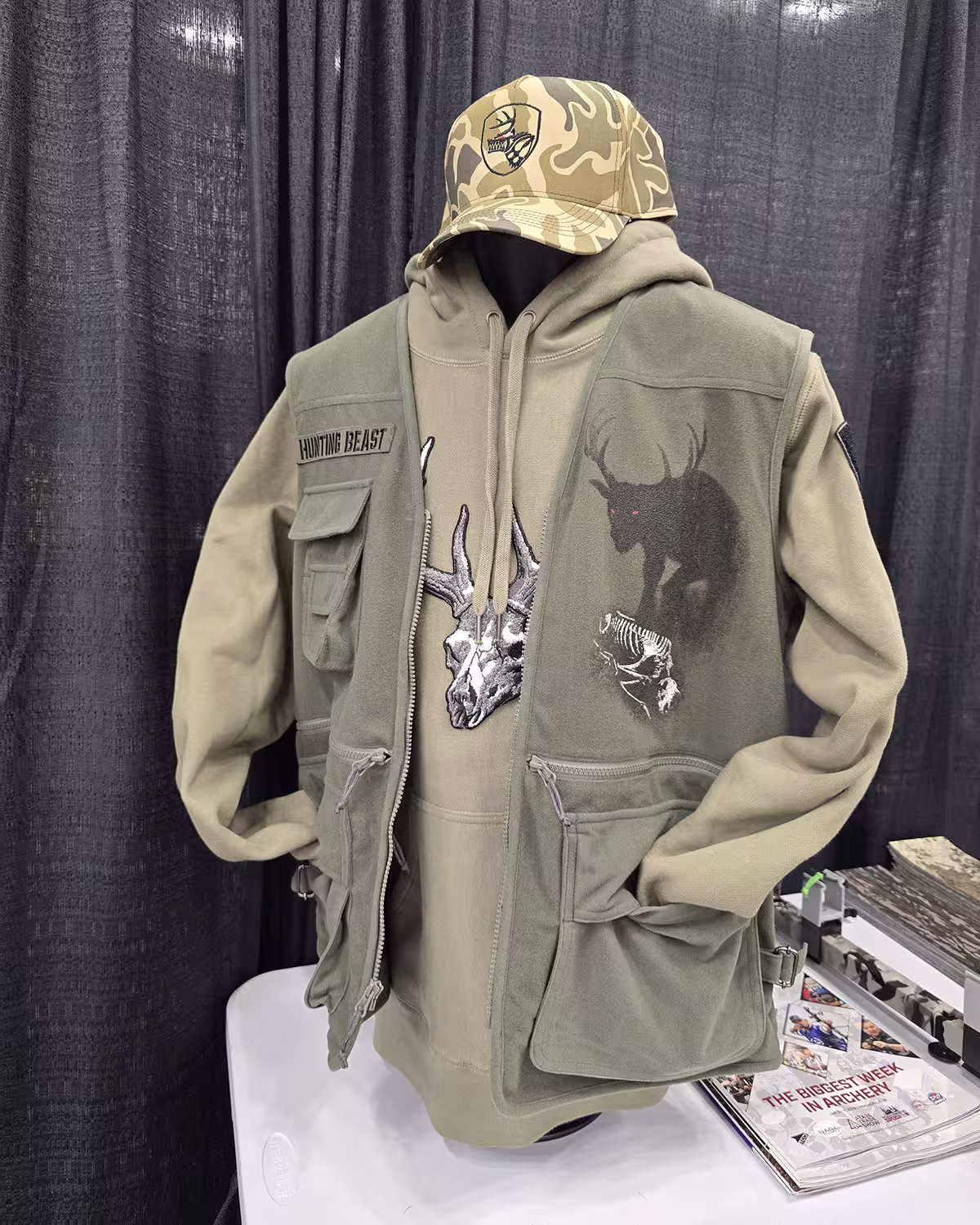 Hunting Beast Tactical Vest in Army Green on manikin